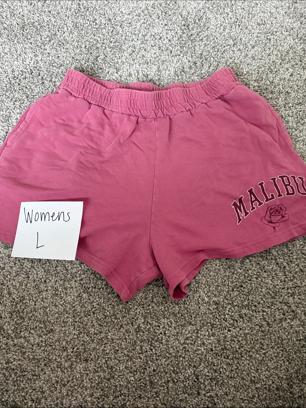 Malibu Rose Pink Athletic Drawstring Shorts